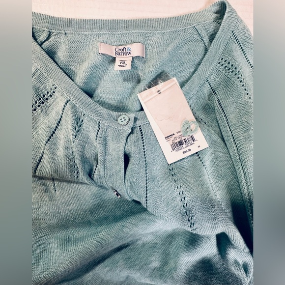 Croft & Barrow Women’s Turquoise Long Sleeve Cardigan Lightweight Size PXL NWT - Picture 7 of 10